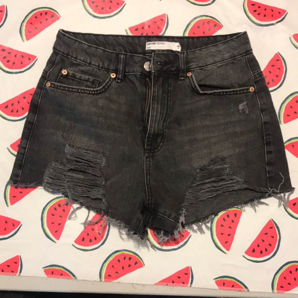 Garage denim Festival shorts. Distressed black. Size 05/27